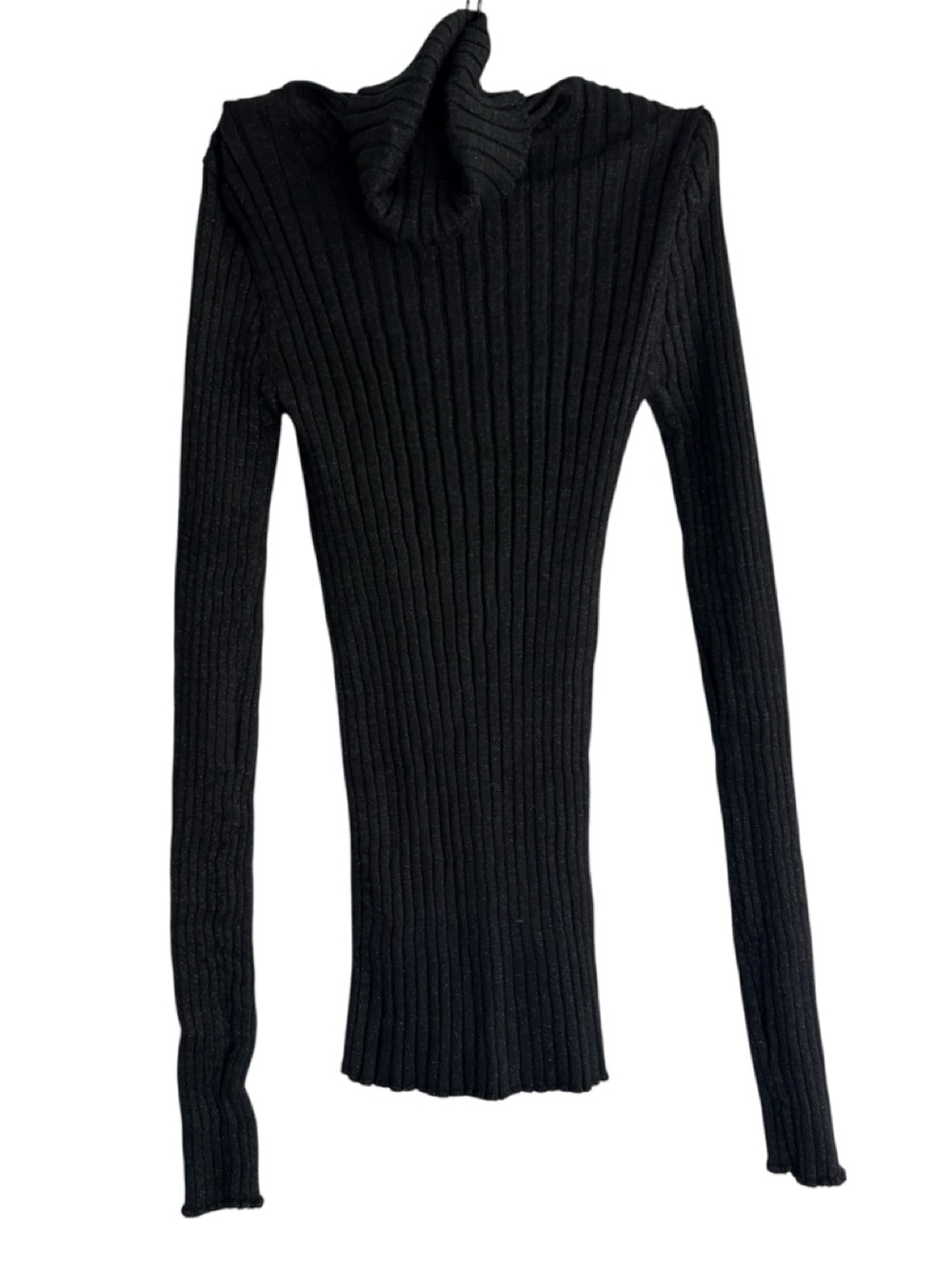 Black Ribbed Turtleneck Sweater - Women
